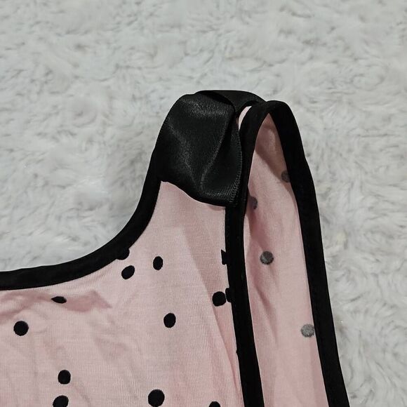 Kate Spade Scattered Dot Cropped Pink Black Polka Dot PJ Top Womens Size Small - Picture 8 of 8